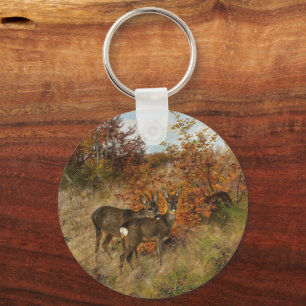 Roe Deer Met Herfstbladeren Wildlife Sleutelhanger