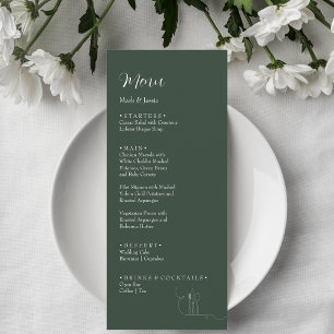 ROE Donkergroen & Wit Eenvoudig Bruilofts Diner Me Menu