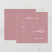 ROE Roze & Wit Eenvoudige Bruiloft Kaart (Voorkant / Achterkant)