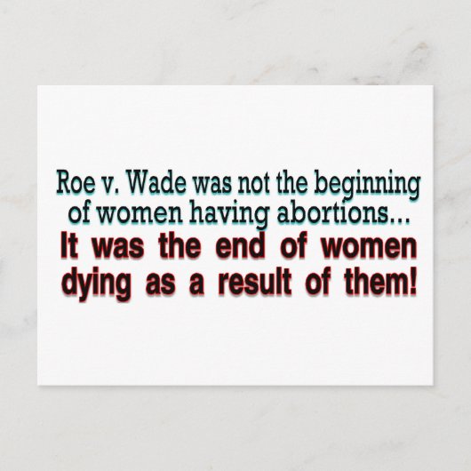 roe v. was briefkaart (Voorkant)