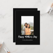 ROE Zwart & Wit Eenvoudig Moederdag Groet Kaart (Voorkant / Achterkant in situ)