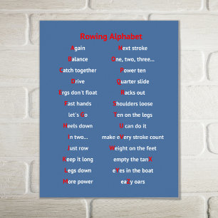 Roedel alfabet blauwe sport poster