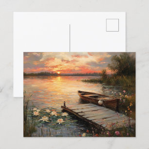  roeiboot bij Sunset Lake Briefkaart