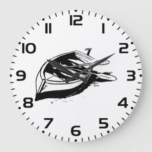 Roeiboot Illustratie Nautilus Zwart en Wit Grote Klok