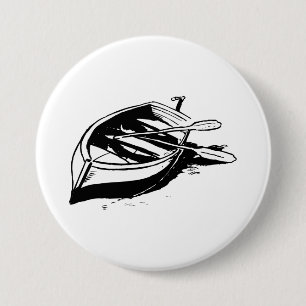 Roeiboot Illustratie Nautilus Zwart en Wit Ronde Button 7,6 Cm