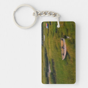 Roeiboot in gras landschap foto acryl sleutelhanger