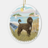 Roeiboot - Portugese Waterhond (bruin) Keramisch Ornament (Links)