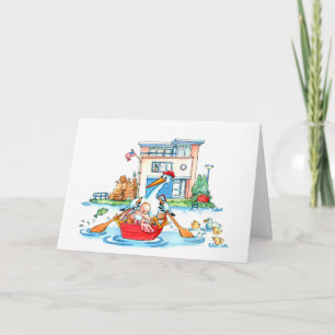 Roeiboot Stork Baby - Geboorteaankondiging Aankondiging