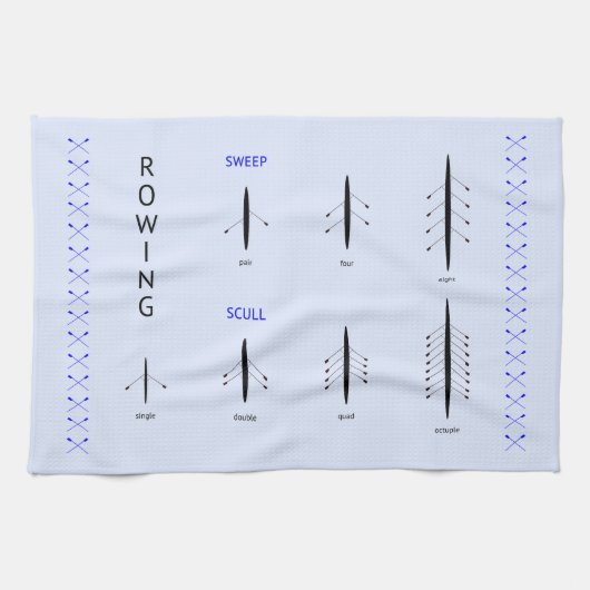 Roeiboot types blauwe sport theedoek (Horizontaal)