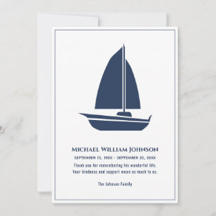 Roeiboot Zeilboot Graf Naustiek Blauw Witte Bedankkaart