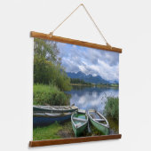 Roeiboten aan het meer - Allgäu Hangend Wandkleed (Gebogen)