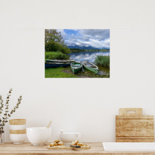 Roeiboten aan het meer - Allgäu Poster