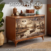 Roeiboten in het herfstlandschap - Decoupage - Tissuepapier