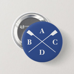 Roeien gekruiste roeiriemen monogram marine ronde button 5,7 cm
