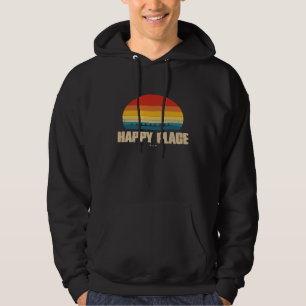 Roeien Happy Place voor roeier Retro stijl Premium Hoodie