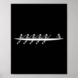 Roeien Skeleton Row Boats Paddle Coxswain Hallowee Poster