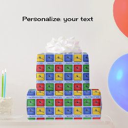 Roeiende aangepaste tekst vier iconen kleurrijk cadeaupapier