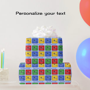 Roeiende aangepaste tekst vier iconen kleurrijk cadeaupapier