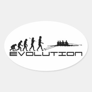 Roeier Water Sport Evolution Art Ovale Sticker