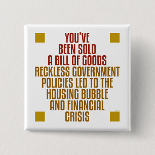 Roekeloos overheidsbeleid vierkante button 5,1 cm