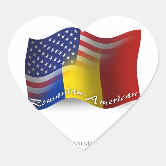 Roemeens-Amerikaanse golfvlag Hart Sticker (Voorkant)