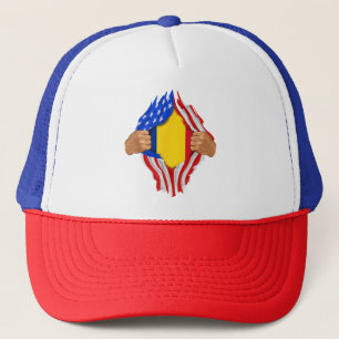 Roemeens Bloed in Mij T-Shirt Roemenië Vlag Trucker Pet