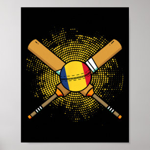 Roemeens Cricketracket En Ll Vlag Van Roemenië  Poster