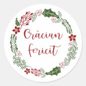 Roemeens kerstfeest, crăciun fericit ronde sticker (Voorkant)