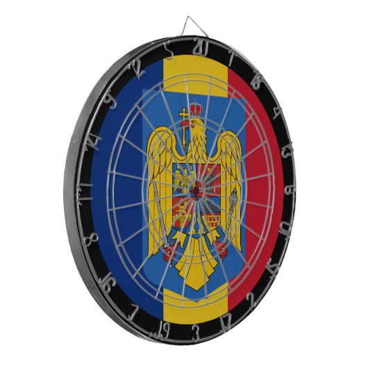 Roemeens vlaggendartboard en darts/spelboard dartbord (Voorkant Links)