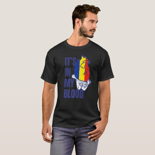 Roemeens vlaggenland - hart - bloedveins hand - Ro T-shirt (Voorkant volledig)