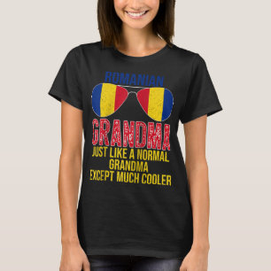 Roemeense grootmoeder Roemenië vlag zonnebril moed T-shirt