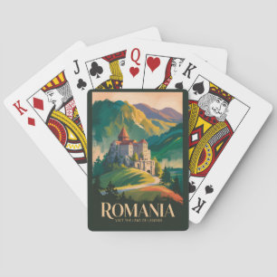 Roemeense Kasteellandschap Illustratie Reis Kunst Pokerkaarten