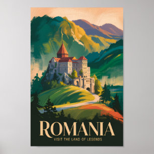 Roemeense Kasteellandschap Illustratie Reis Kunst Poster