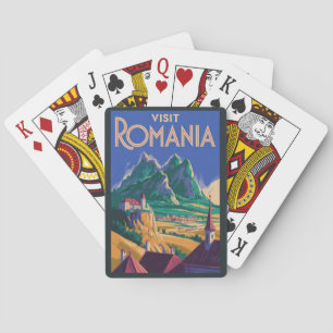 Roemeense landschapsillustratie Reis Kunst Vintage Pokerkaarten