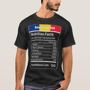 Roemeense pap Nutrition Facts Vaderdag Gift Dad T-shirt