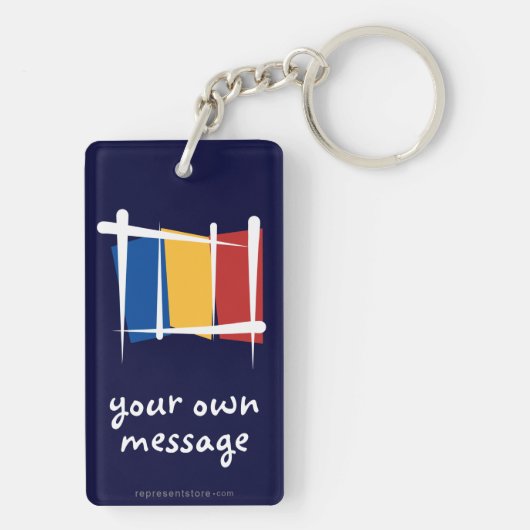 Roemeense penseelvlag sleutelhanger (achterkant)