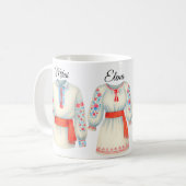 Roemeense roots folk kostuum traditionele kleding koffiemok (Voorkant links)