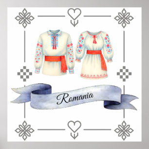 Roemeense roots folk kostuum traditionele kleding poster