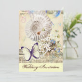 roemeense seizoenshells botanische bruiloft vlinde kaart (Staand voorkant)