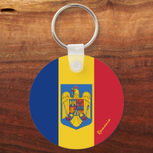 Roemeense vlag, embleem en Roemeense vakantie/spor Sleutelhanger