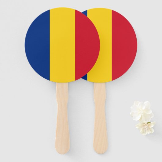 Roemeense vlag handwaaier (Voorkant en achterkant)