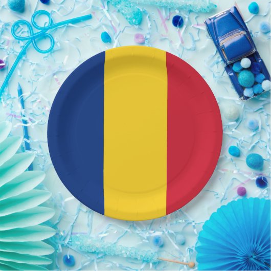 Roemeense vlag papieren bordje (Feest)