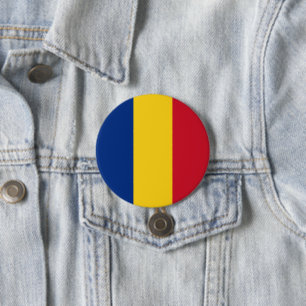 Roemeense vlag ronde button 7,6 cm