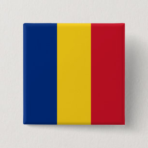 Roemeense vlag vierkante button 5,1 cm