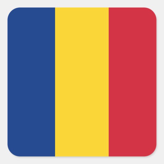 Roemeense vlag vierkante sticker (Voorkant)