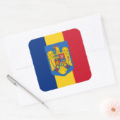 Roemeense vlag & wapen, vlag van Roemenië Vierkante Sticker (Envelop)