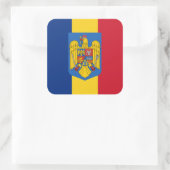 Roemeense vlag & wapen, vlag van Roemenië Vierkante Sticker (Tas)