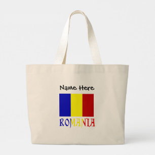 Roemeense Vlag Zwart Personalisatie Grote Tote Bag