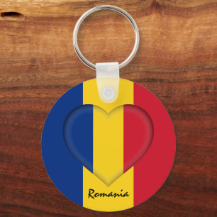 Roemenië en hart, Roemeense mode van de vlag /spor Sleutelhanger