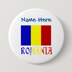 Roemenië en Roemeense Vlag Blauwe Personalisatie Ronde Button 7,6 Cm